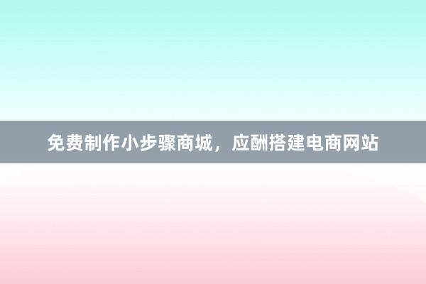 免费制作小步骤商城，应酬搭建电商网站